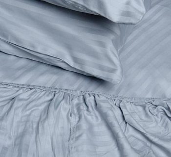 Простынь на резинке "FITTED CIZGILI"  страйп сатин серая